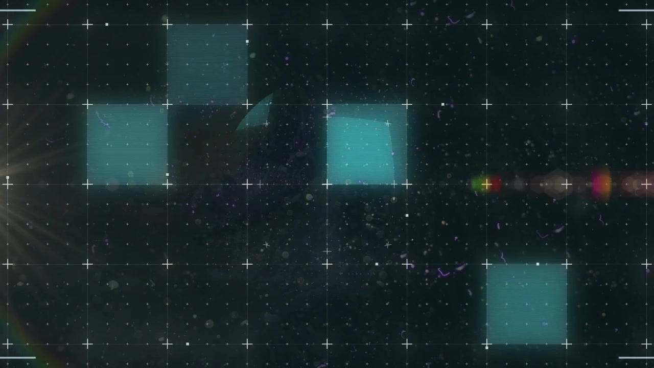 Animation of interference and grid processing data with lights on black background