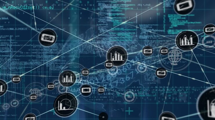 Animation of network of connections over data processing