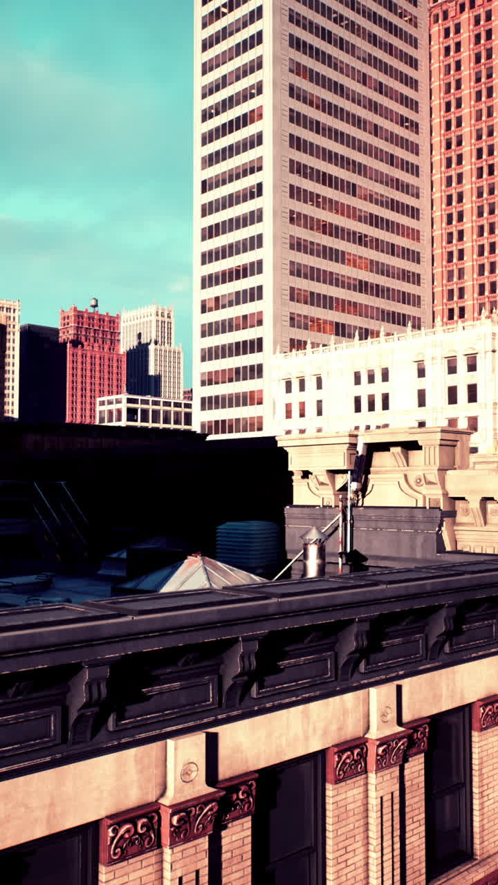 건물 꼭대기에서 도시의 전망