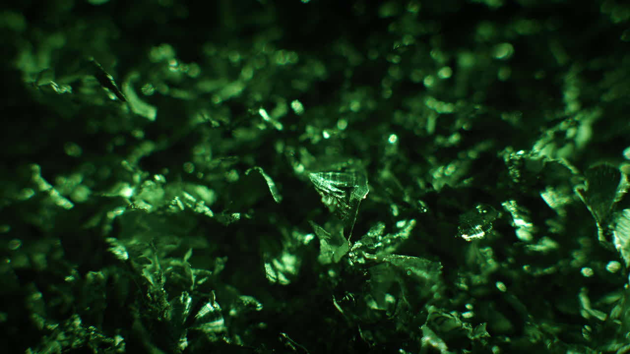 Emerald color metal fillings macro shot