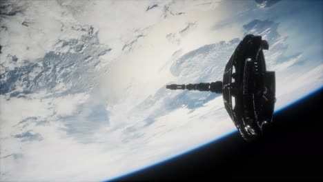 futuristic space satellite orbiting the earth