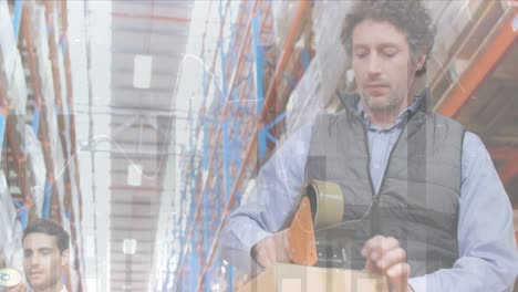 animación del procesamiento de datos sobre las personas que trabajan en el almacén