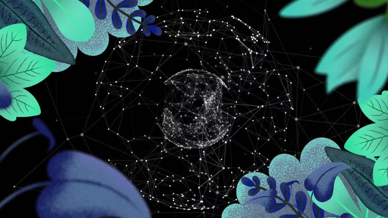 이국적인 식물 위의 지구의 애니메이션