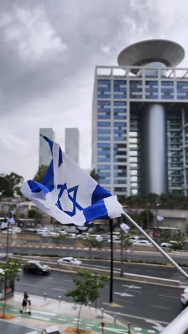 israeli flag, skyline cityscape tel aviv israel