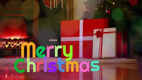 Animation-of-christmas-greetings-text-over-christmas-tree-and-presents