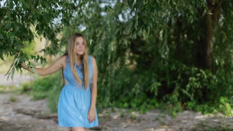 dreaming girl with river on background