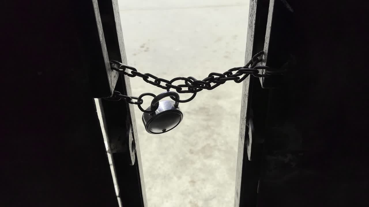 A gate is locked with the chain