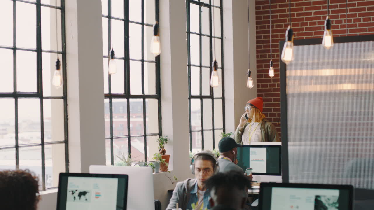 Coworking, staff and web coding startup team