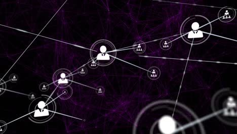 Animation-of-network-of-connections-over-dark-background