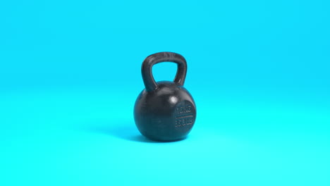 power 3d animation: black iron barbell rotates against a vibrant blue clean backdrop