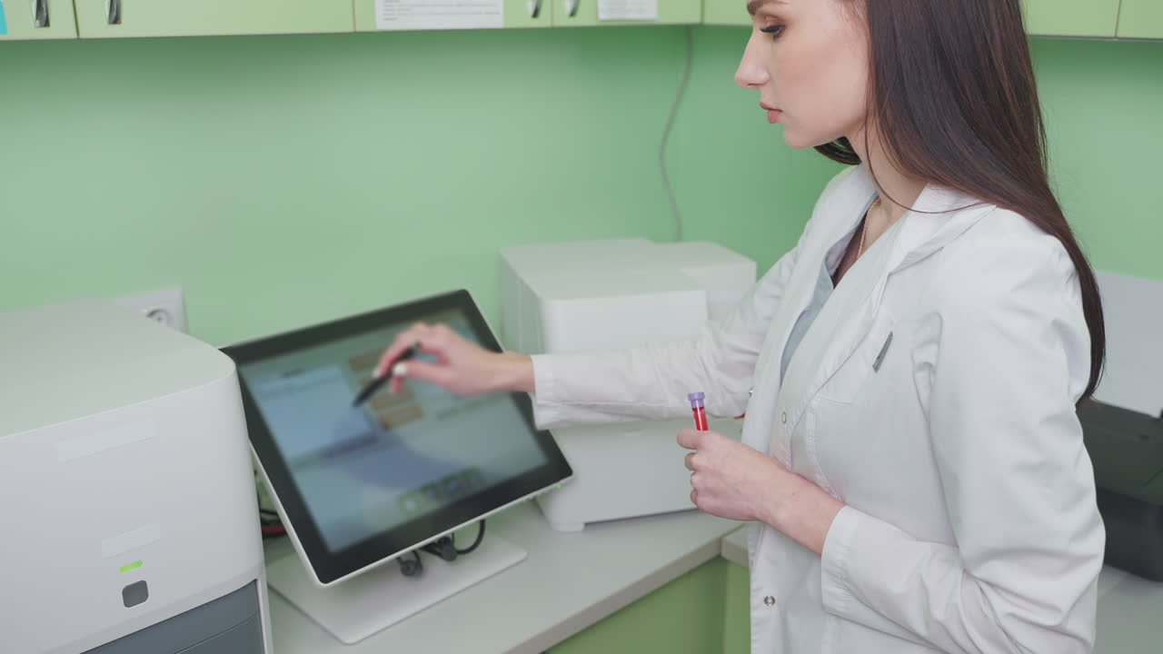 técnico de laboratorio trabajando en un análisis de sangre
