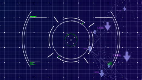 futuristic data analysis animation with circular interface and digital graphs