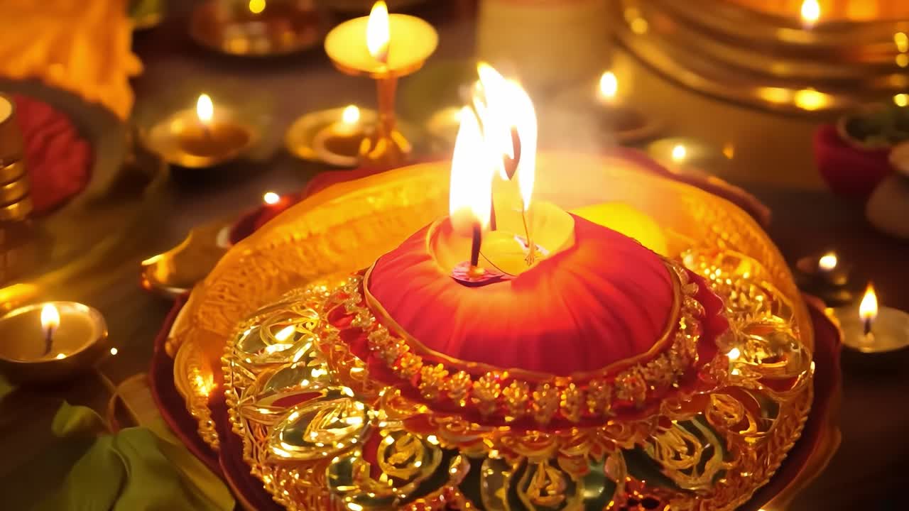 velas de diwali y ceremonia religiosa