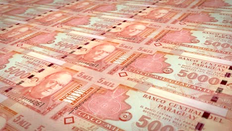 billetes de cinco mil guaraníes paraguayos, dinero en efectivo, bucle