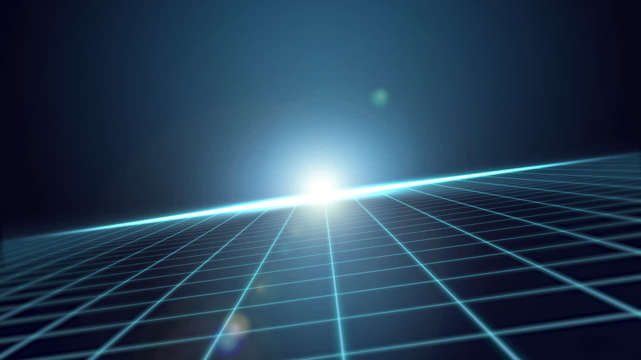 Futuristic Digital Grid with Horizon Light