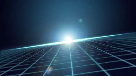 futuristic digital grid with horizon light
