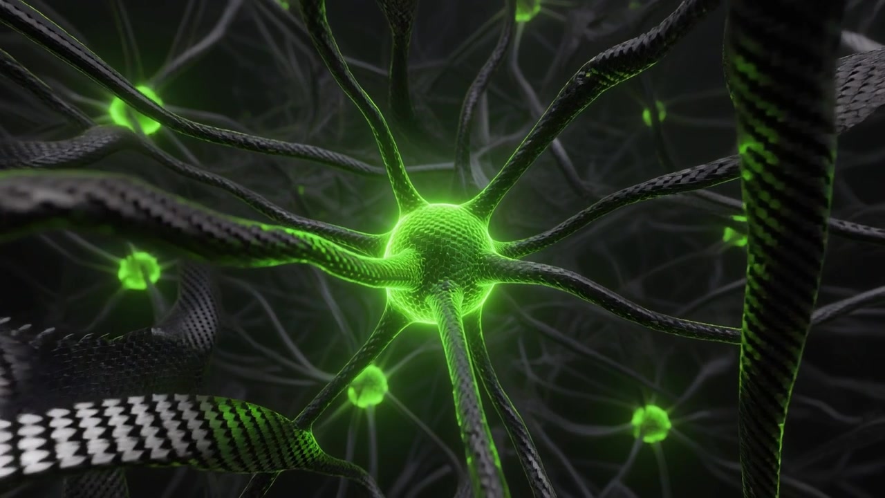Abstract 3D Animation of Glowing Neural Network Connections