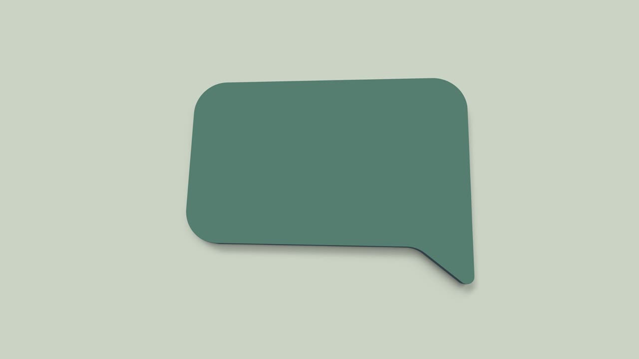 Chat, speech bubble 3d icon animation on green background. 4K