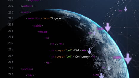 animación del procesamiento de datos por computadora en todo el mundo