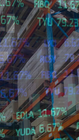 animación del procesamiento de datos financieros y el mercado de valores en un almacén vacío