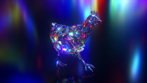 a colorful, 3d rendered polygonal chicken