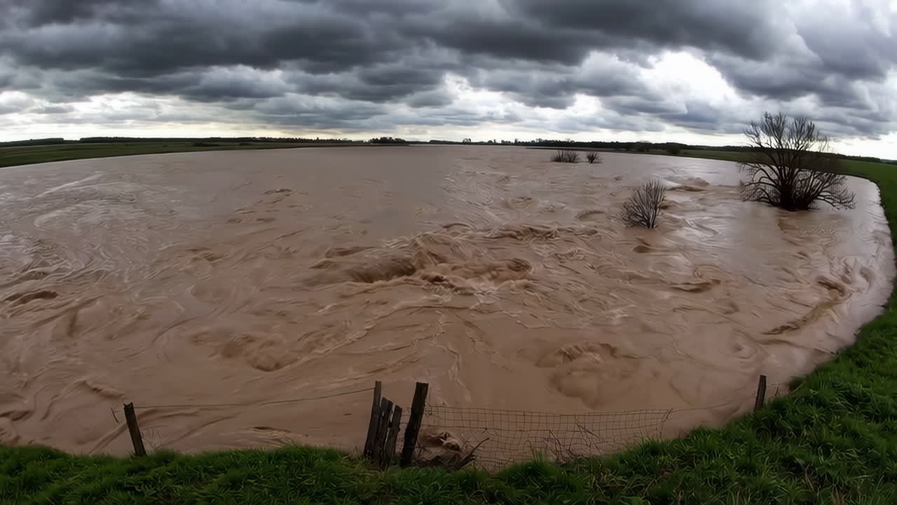 침수된 강 풍경