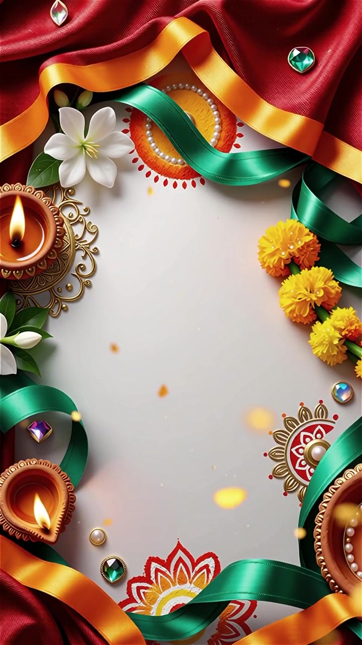 Sfondo del Festival Diwali con lanterne e decorazioni tradizionali Diyas.