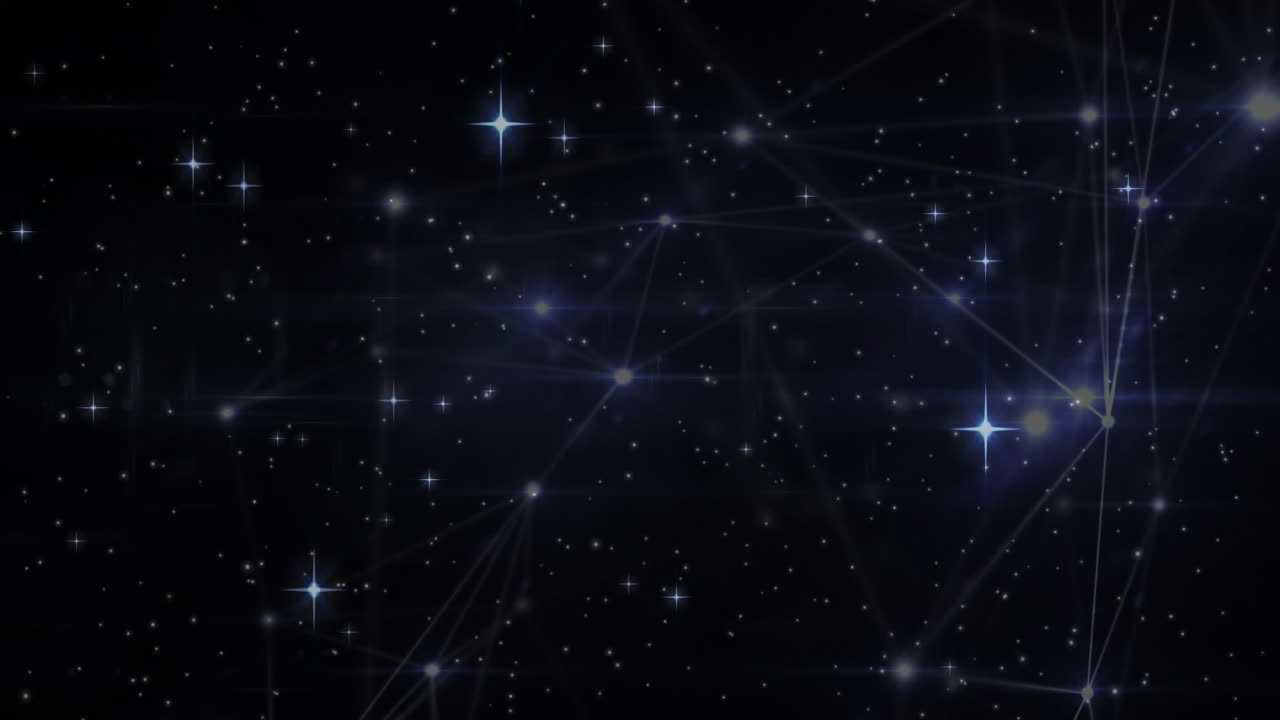 Animación de estrellas sobre una red de conexiones