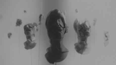 broken mannequin head shells in xray