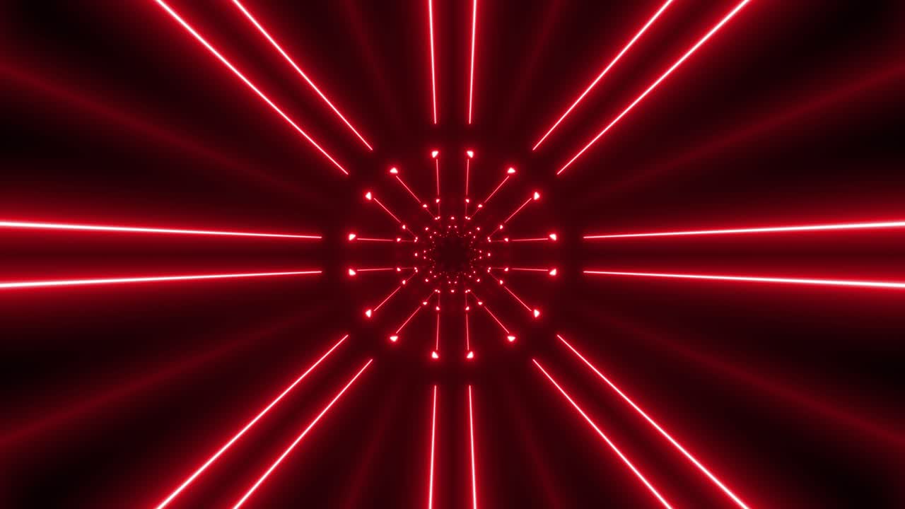 túnel geométrico de neón rojo