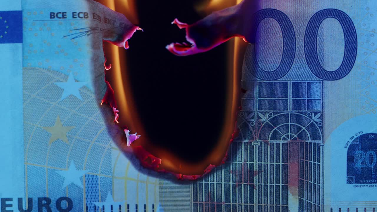 Burning Euro Banknote