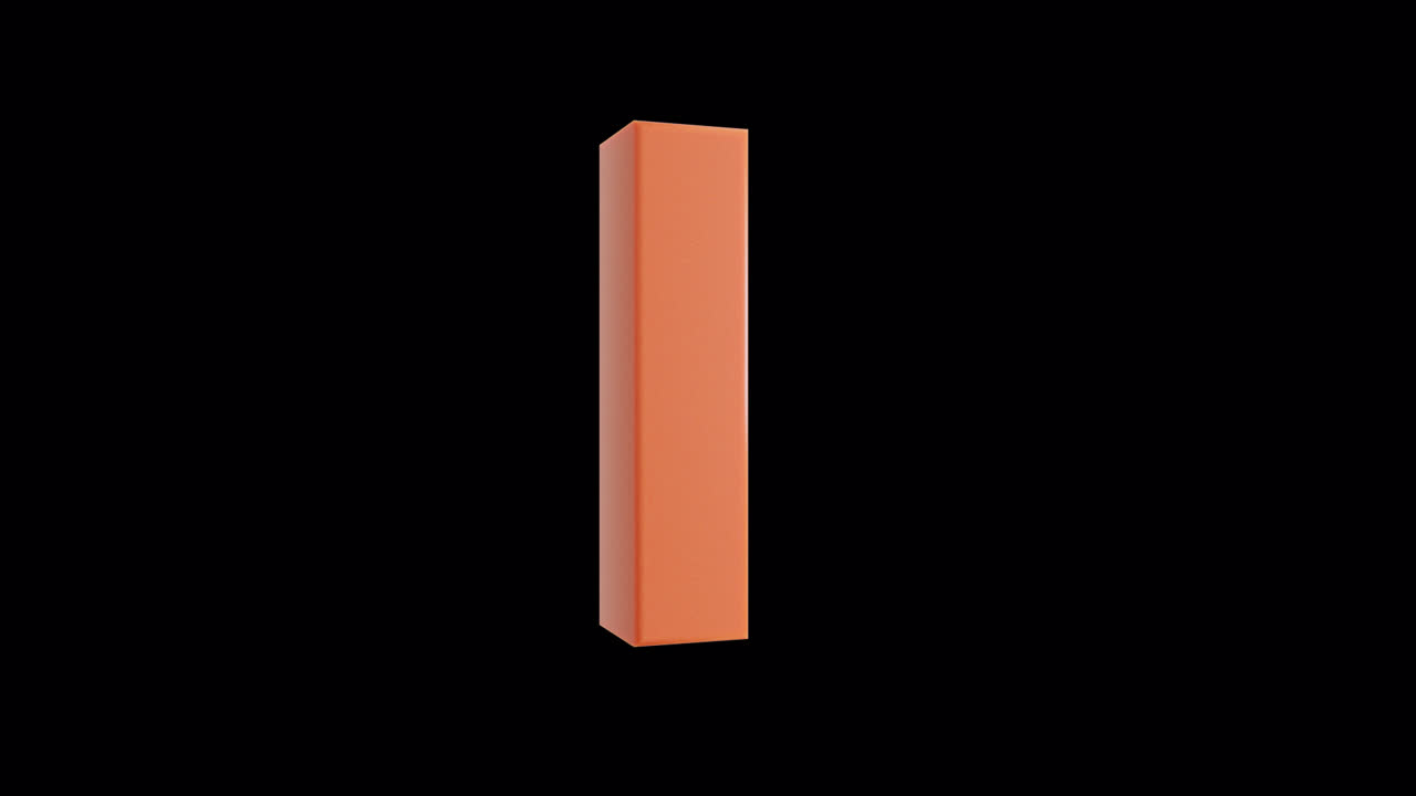 Rotating 3D Orange Letter I on Black Background