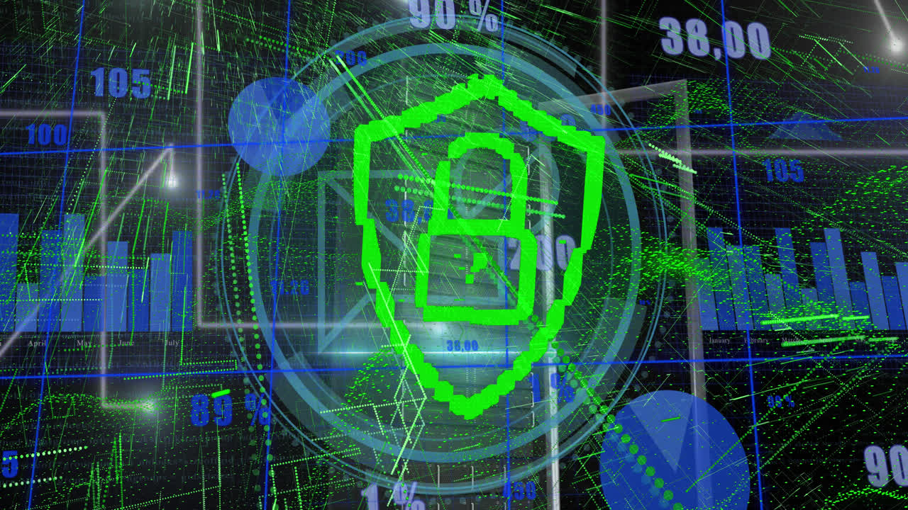 animación del procesamiento de datos a través de un candado