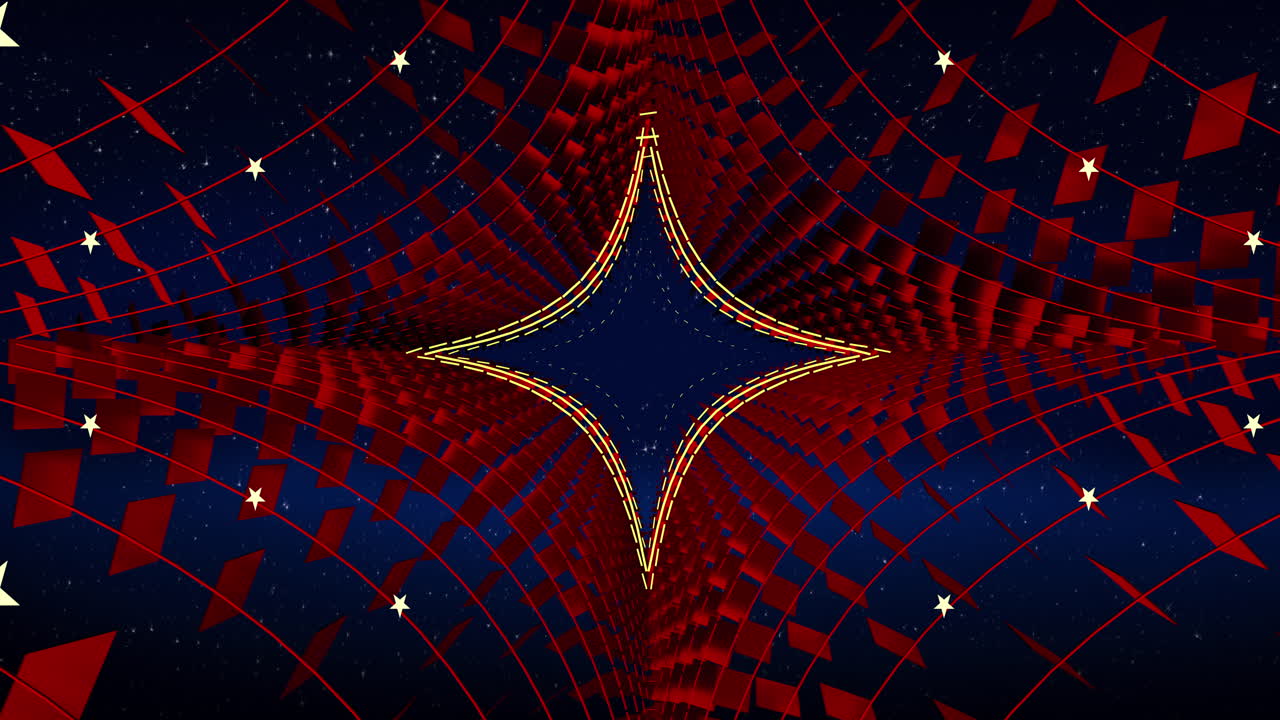 Abstract Red And Blue Moving Background Loop, Futuristic Star Tunnel