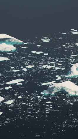 aerial view of icebergs floating in the ocean