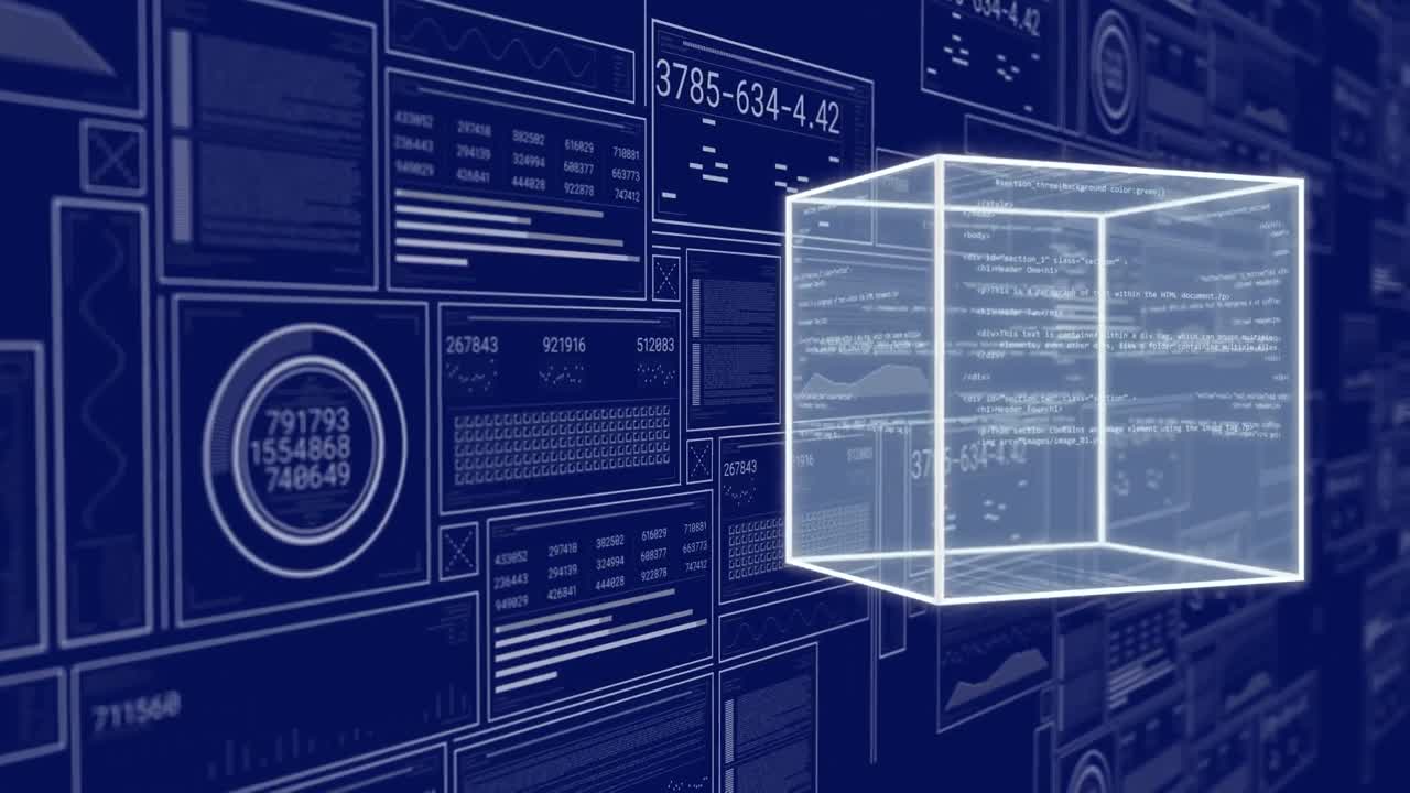 animación del procesamiento de datos sobre el cubo.