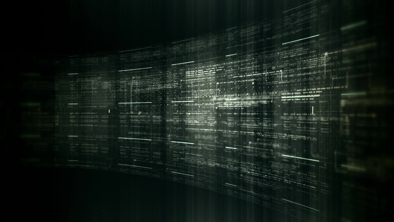 Futuristic data network visualization with glowing digital streams, big data analytics interface, cyber technology background and communication system in curved virtual display