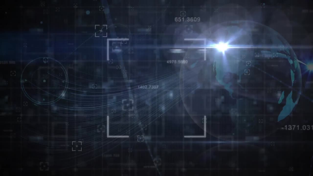 전 세계는 데이터 처리 및 기술 개념 애니메이션으로 표시됩니다.