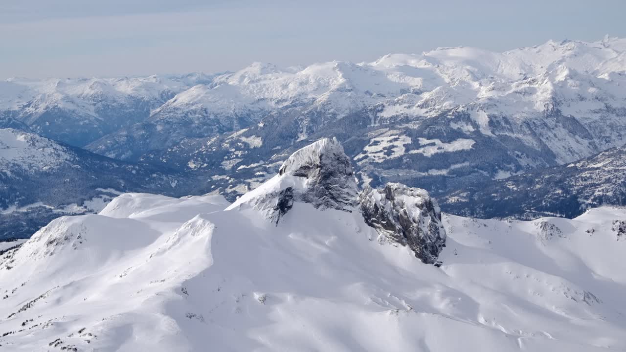 Beautiful Winter Mountain Landscape - Aerial View from Flying Airplane