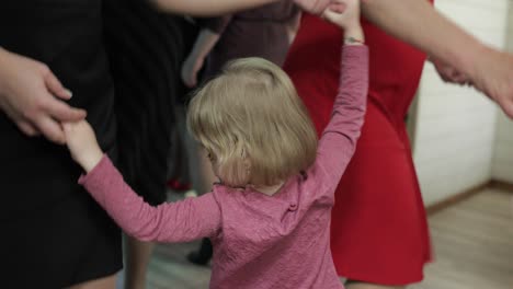 little child dance in the patry. feel happy, smiling. girl having fun on disco