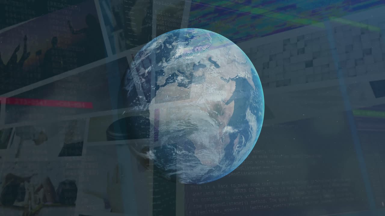 animación de diversos datos en pantallas y globos