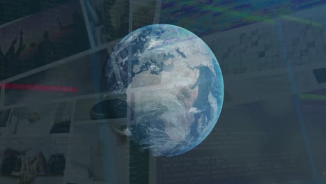 animation of diverse data on screens and globe