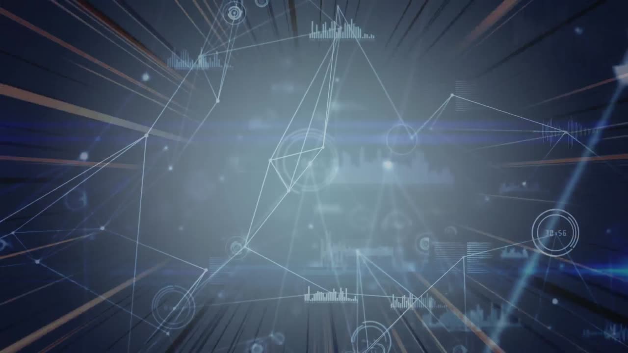Animation of data processing over blue background