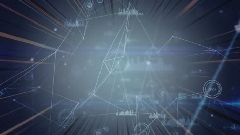 animación del procesamiento de datos sobre un fondo azul