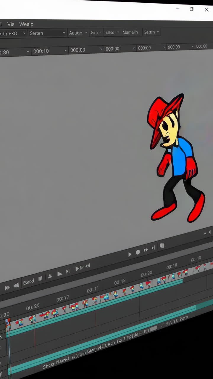 Personaje animado en software de edición de video