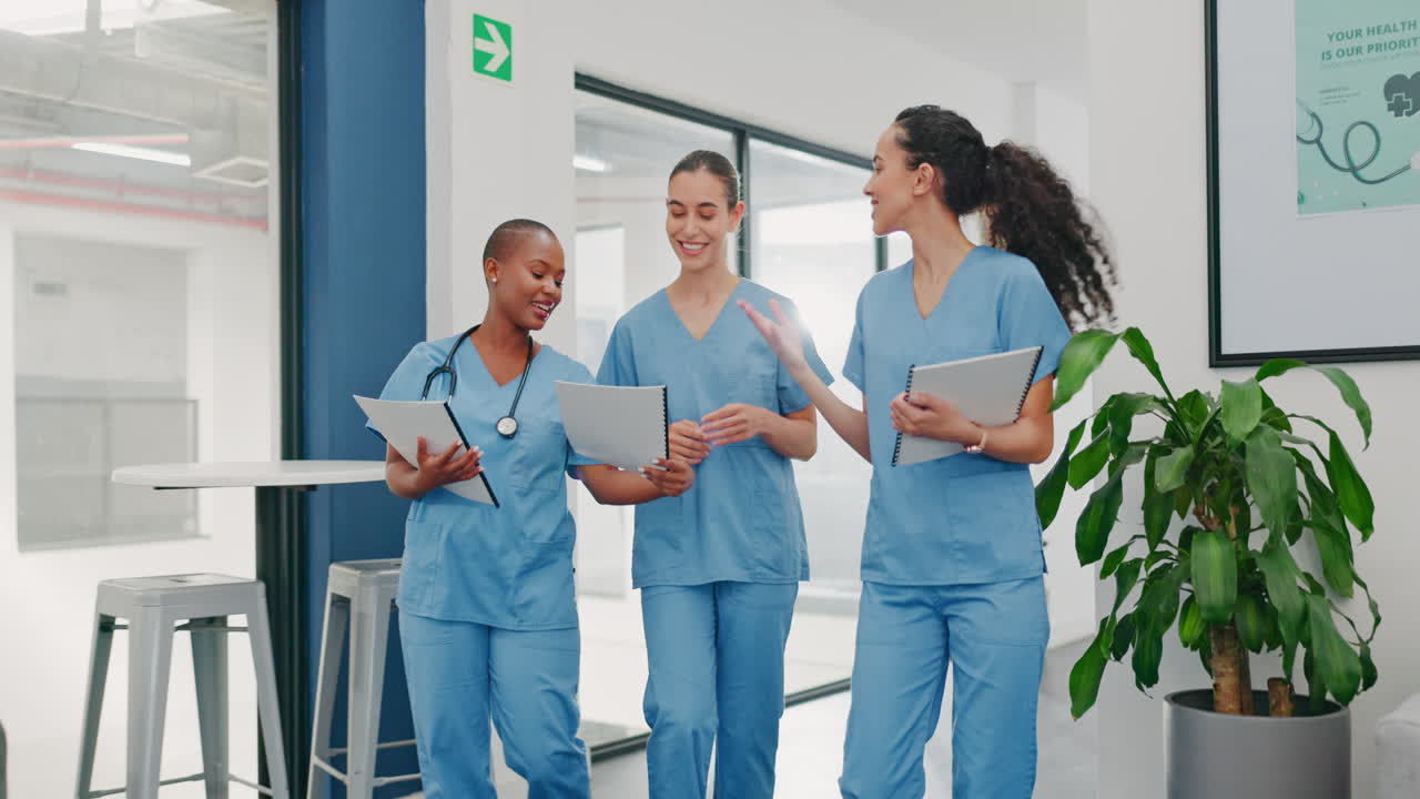 Talking nurses, walking and documents in hospital