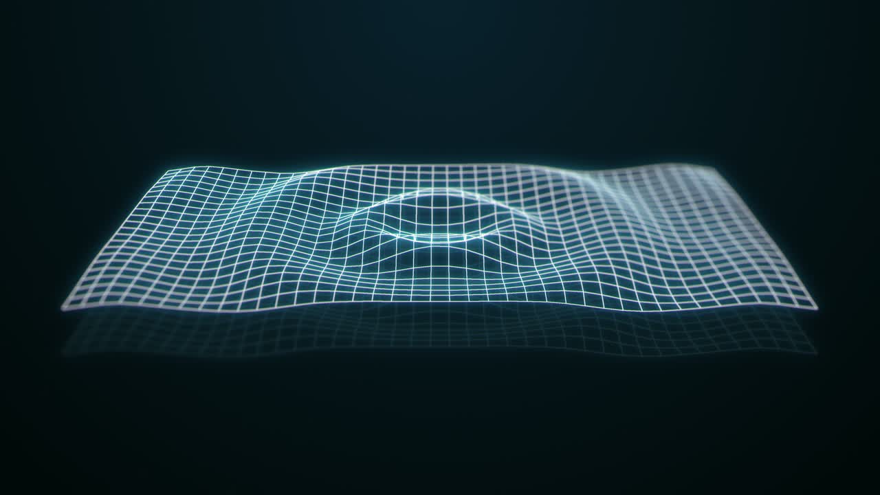 4K Sonar Wave Scan WireFrame Rotation Loop Animation. Digital Technology Network Background