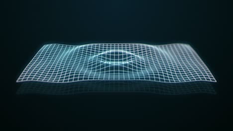 4K Sonar Wave Scan WireFrame Rotation Loop Animation. Digital Technology Network Background