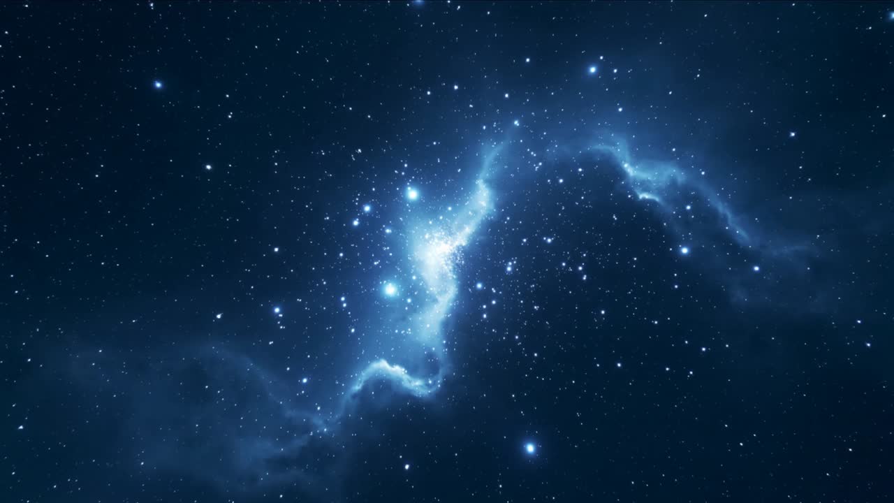 Derin uzayda dağınık tozla hafif parıldamaya tepki veren atan nebulatik yay ve yıldız kümesi.