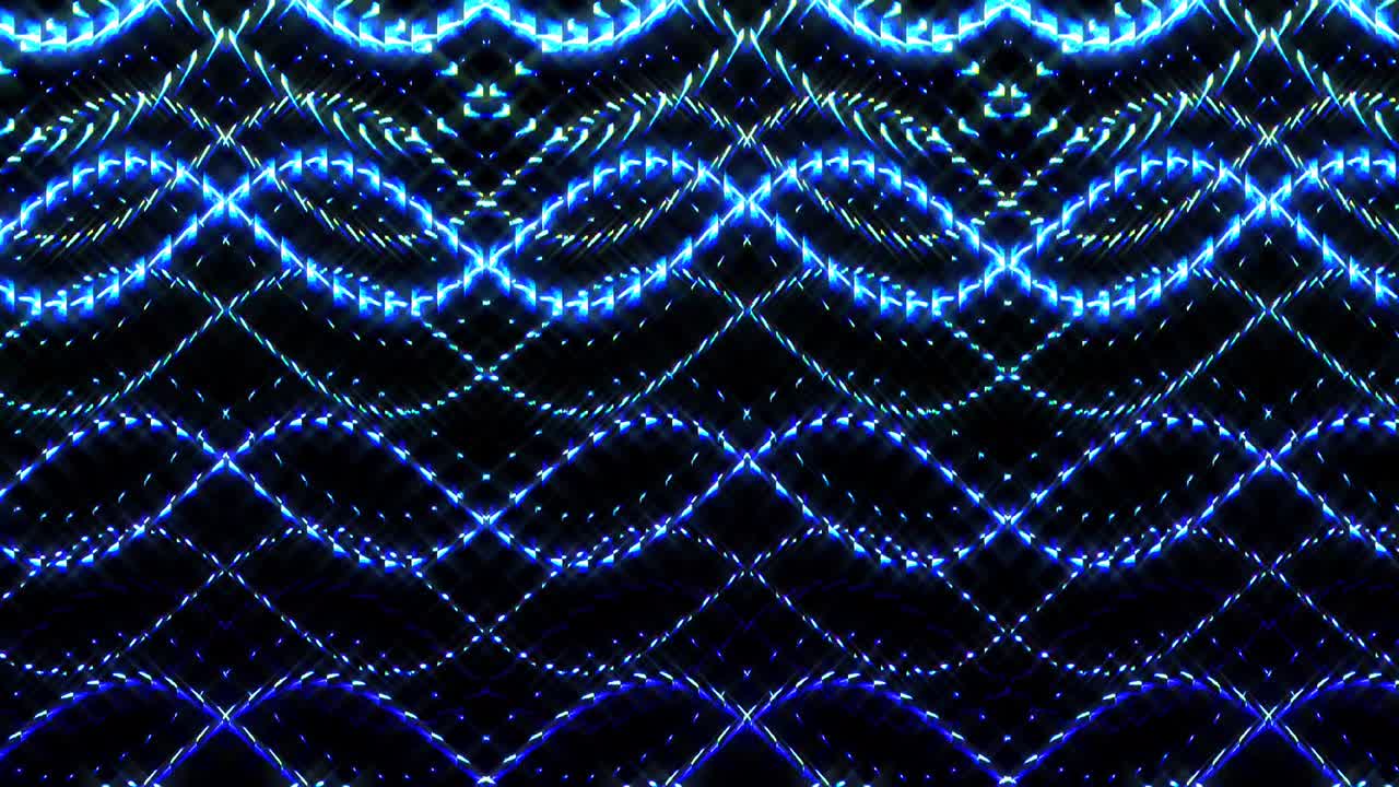 shining bright lines set blue wave motion, colorful, on black background